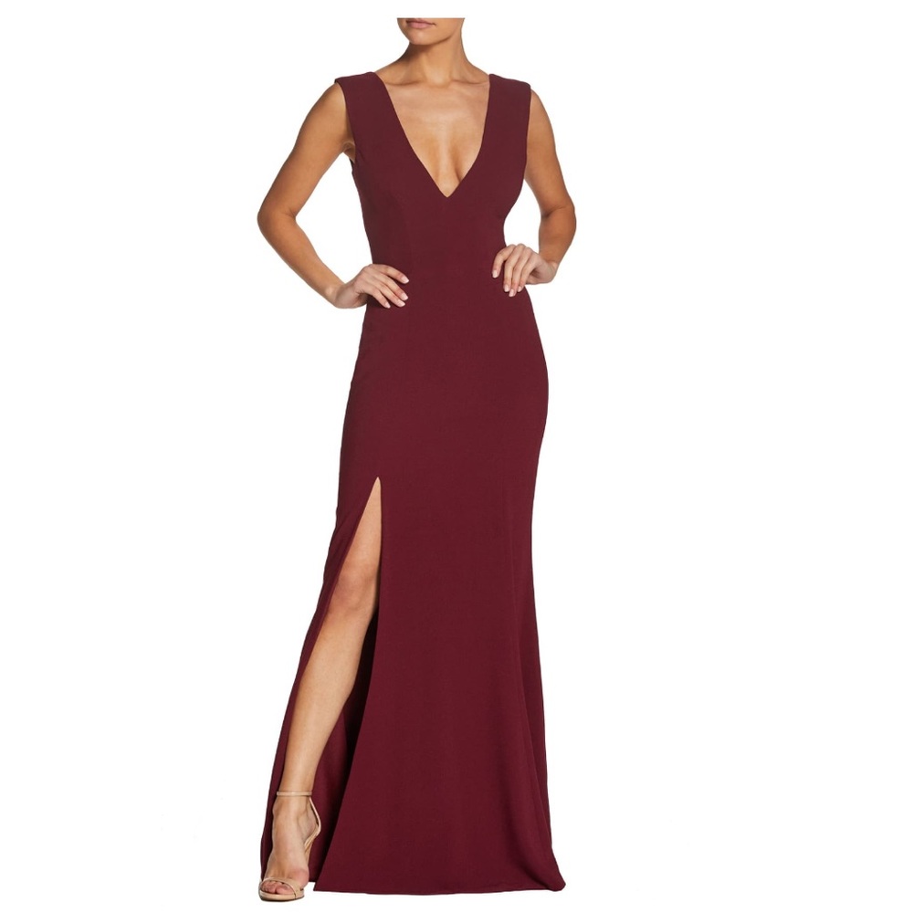 Dress the Population - Sandra Plunge Crepe Gown